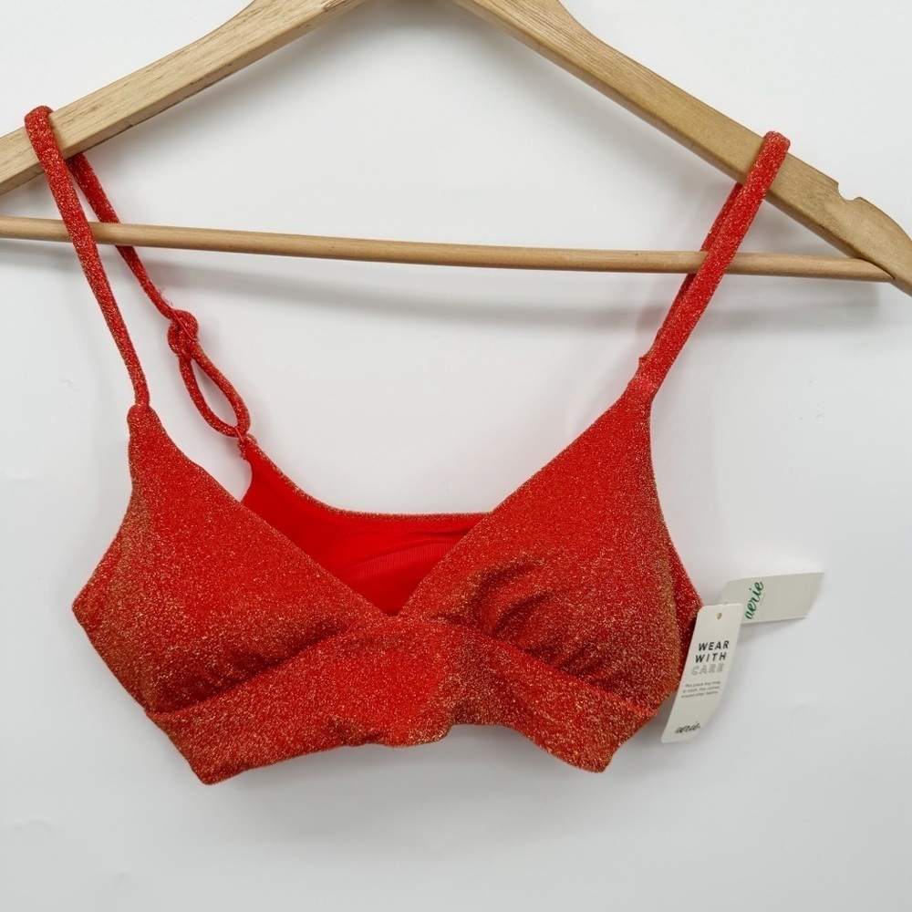 Aerie Orange Gold Sparkle Bikini Top Women’s Size XS Vacation Resort Festival - Picture 1 of 7
